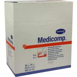 MEDICOMP Fleece komp.steril 10x10 cm 4-lags, 50 stk