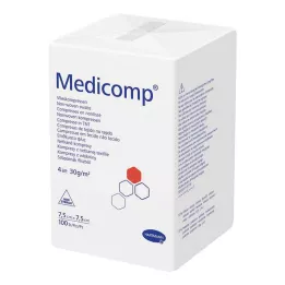 MEDICOMP Nonwoven komp. ikke-steril 7,5x7,5 cm 4-lags, 100 stk