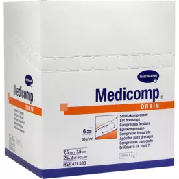 MEDICOMP afløbsslids kom.steril 7,5x7,5 cm, 50 stk