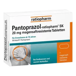 PANTOPRAZOL-ratiopharm SK 20 mg mave-resistente tabletter, 7 stk