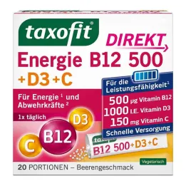 Taxofit Energy B12 500 + D3 + C Direkte Granulat, 20 stk