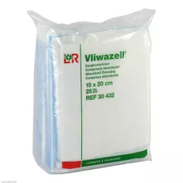 VLIWAZELL Absorberende kompresser usterile 15x20 cm, 25 stk