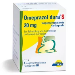 OMEPRAZOL dura S 20 mg gastro-resistente hårde kapsler, 7 stk