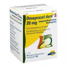 OMEPRAZOL dura S 20 mg gastro-resistente hårde kapsler, 14 stk