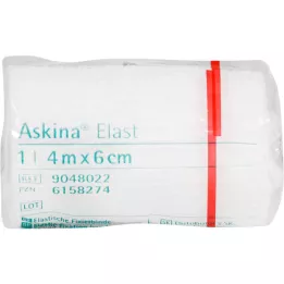 ASKINA Elastisk bandage 6 cmx4 m cellofanbelagt, 1 stk