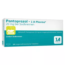 PANTOPRAZOL-1A Pharma 20mg mod halsbrand mr.Tab., 14 stk