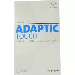 ADAPTIC Touch 5x7,6 cm ikke-klæbende silikone sårbandage, 10 stk