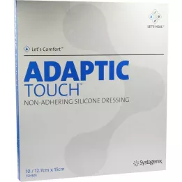 ADAPTIC Touch 12,7x15 cm ikke-klæbende silikone sårbandage, 10 stk