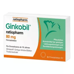 GINKOBIL-ratiopharm 80 mg filmovertrukne tabletter, 30 stk