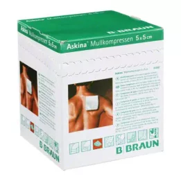 ASKINA Gaze komprimerer 5x5 cm steril 8-lags, 25X2 stk