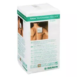 ASKINA Gaze kompresser 7,5x7,5 cm ikke-sterile 8-lags, 100 stk