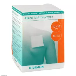 ASKINA Gaze komprimerer 10x10 cm ikke-sterile 8-lags, 100 stk