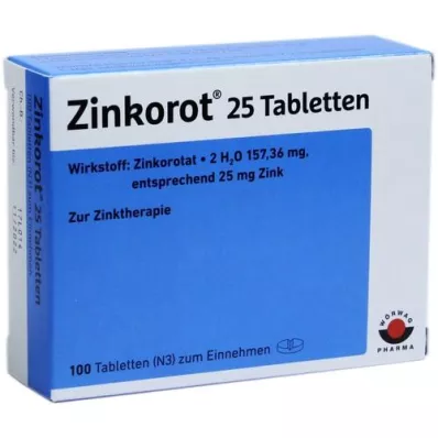 ZINKOROT 25 tabletter, 100 stk