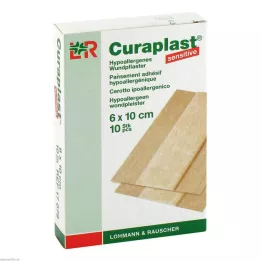 CURAPLAST Sårforbinding følsom 6x10 cm 1 m, 10 stk