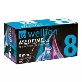 WELLION MEDFINE plus pennåle 8 mm, 100 stk