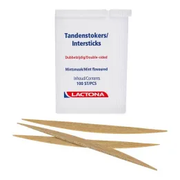 Tandpinde Lactona Intersticks mint dobbeltende, 100 stk