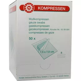 MULLKOMPRESSEN 7,5x7,5 cm steril 8-vejs, 50X2 stk