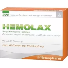 HEMOLAX 5 mg enterisk resistens. overtrukne tabletter, 200 stk