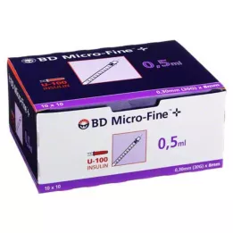 BD MICRO-FINE+ Insulinsprøjte 0,5 ml U100 8 mm, 100X0,5 ml