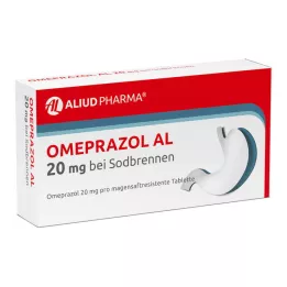 OMEPRAZOL AL 20 mg b.Sodbr.mavesyretabletter, 7 stk