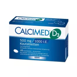 CALCIMED D3 500 mg/1000 I.E. tyggetabletter, 48 stk