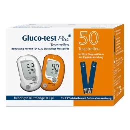 GLUCO TEST Plus blodsukkerteststrimler, 50 stk