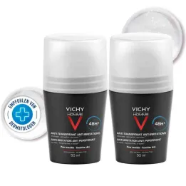 Vichy Homme Deodorant Roll on til følsom hud 48h Dp (2x50 ml)