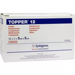 TOPPER 12 kompresser 5x5 cm sterile, 45X2 stk