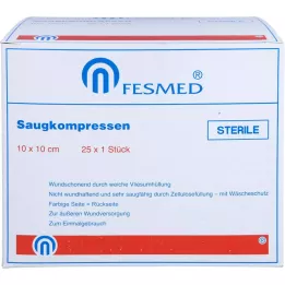 SAUGKOMPRESSEN steril 10x10 cm, 25X1 stk