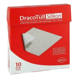 Dracotull Sil.10x10 cm silikonebestandig sårkontrolpude, 10 stk