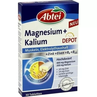 ABTEI Magnesium + kalium depottabletter, 30 stk