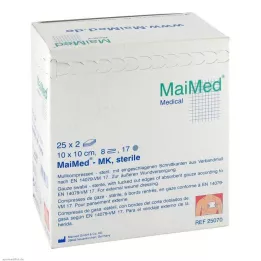 MULLKOMPRESSEN 10x10 cm steril 8-vejs, 25X2 stk
