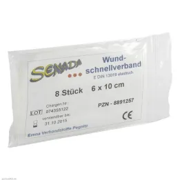 Senada hurtig sårbandage 6x10 cm, 8 stk