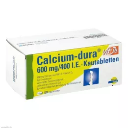 CALCIUM DURA Vit D3 600 mg/400 I.E. tyggetabletter, 120 stk