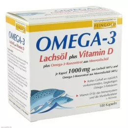 OMEGA-3 LACHSÖL plus Vit.D plus Omega-3 Konc. Kapsler, 100 stk