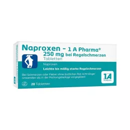 NAPROXEN-1A Pharma 250 mg til menstruationssmertetabletter, 20 stk