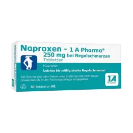 NAPROXEN-1A Pharma 250 mg b.Psykisk smertetablet, 30 stk