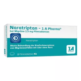 NARATRIPTAN-1A Pharma til migræne 2,5 mg filmovertrukne tabletter, 2 stk