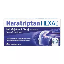 NARATRIPTAN HEXAL til migræne 2,5 mg filmovertrukne tabletter, 2 stk