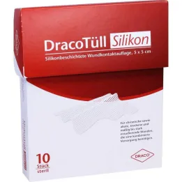 Dracotull Sil.5x5 cm silikonebestandig sårkontrol.Udgave, 10 stk