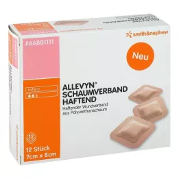 ALLEVYN Skumbandage 7x8 cm klæber, 12 stk