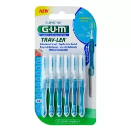 GUM TRAV-LER 1,6 mm granblå Interdental+6 hætter, 6 stk