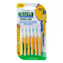 GUM TRAV-LER 1,3 mm grangul Interdental+6 hætter, 6 stk