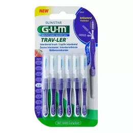 GUM TRAV-LER 1,2 mm lys lilla interdental + 6 hætter, 6 stk
