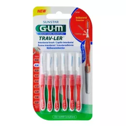 GUM TRAV-LER 0,8 mm lys rød interdental + 6 hætter, 6 stk