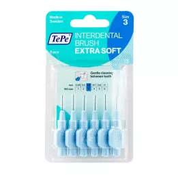 TEPE Interdentalbørste x-blød 0,6 mm ISO 3 blå, 6 stk