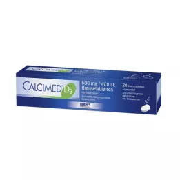CALCIMED D3 600 mg/400 I.E. brusetabletter, 20 stk