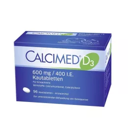 CALCIMED D3 600 mg/400 I.E. tyggetabletter, 96 stk