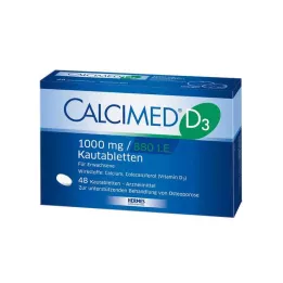 CALCIMED D3 1000 mg/880 I.E. tyggetabletter, 48 stk