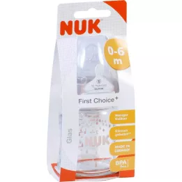 NUK First Choice+ glasflaske 120ml silikone sugestørrelse 1 S, 1 stk